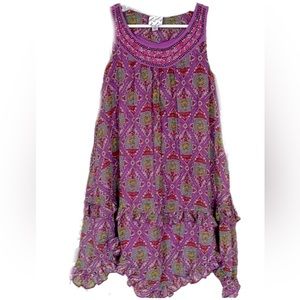 Euc. Disney ‘D-Signed’ Sz Small Boho Kids dress with ruffled handkerchief hem.